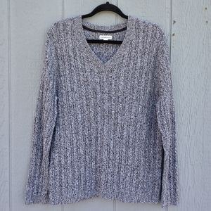 Croft & Barrow Cable Knit V Neck Pullover X-Large Space Gray